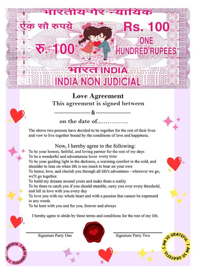 Guuchuu Love Contract Agreement/Love Agreement Certificate with Pre Defined Terms & Conditions (ith Black Sketch Pen) (Art Design) - Image 3